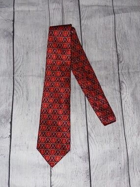 Fabrege Red Heart Patterned Silk Tie